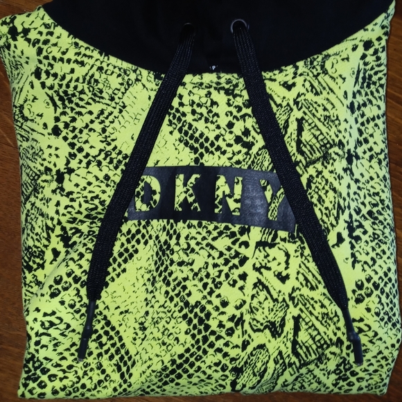 NWT DKNY Lime Green Hooded Sweatshirt - Picture 2 of 3